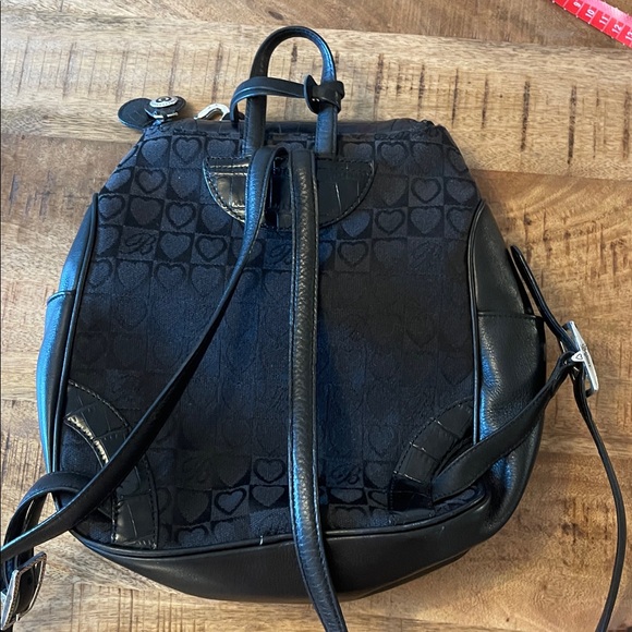 Brighton Julia Croc Heart Embossed Backpack Purse Black Vintage main image 7